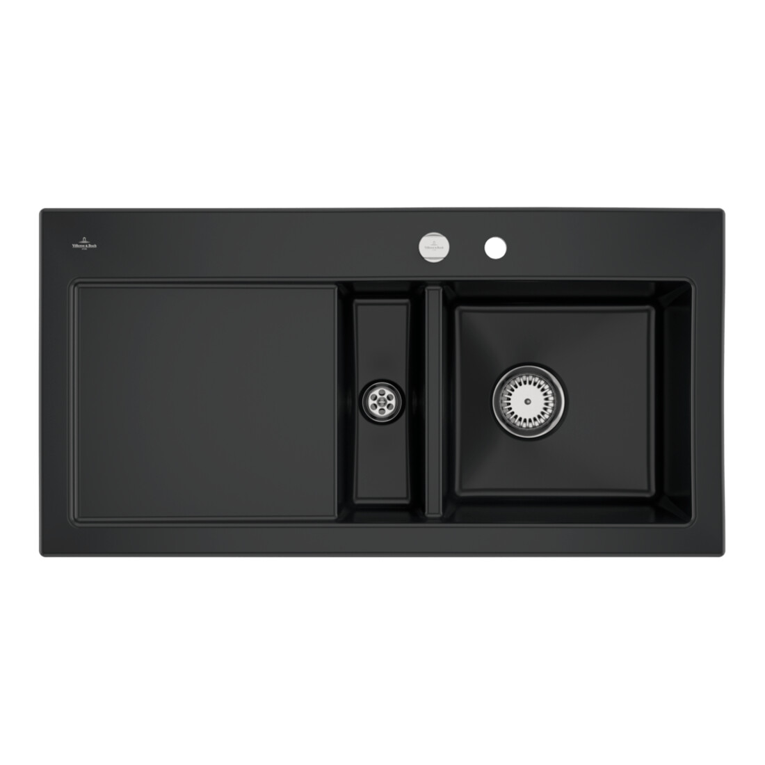 V&B Spüle Subway 60 re, m Abl.garn, Exzenter, pure black