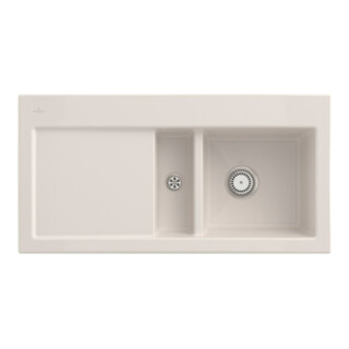V&B Spüle Subway 60 re, m Abl.garn, Hand., crema CeramicPlus