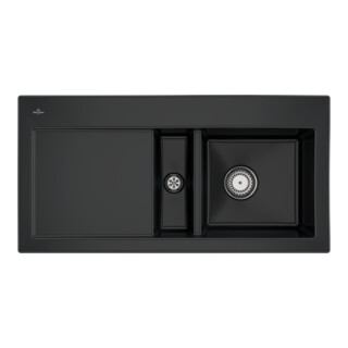 V&B Spüle Subway 60 re, m Abl.garn, Hand., pure black