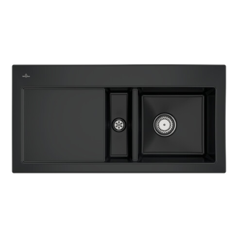 V&B Spüle Subway 60 re, m Abl.garn, Hand., pure black