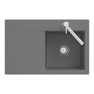 V&B Spüle Subway Style 45 Flat re, m Abl.garn, Exzenter, pure black