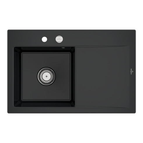 V&B Spüle Subway Style 45 li, m Abl.garn, Exzenter, pure black