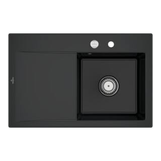 V&B Spüle Subway Style 45 re, m Abl.garn, Exzenter, pure black