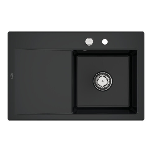 V&B Spüle Subway Style 45 re, m Abl.garn, Exzenter, pure black