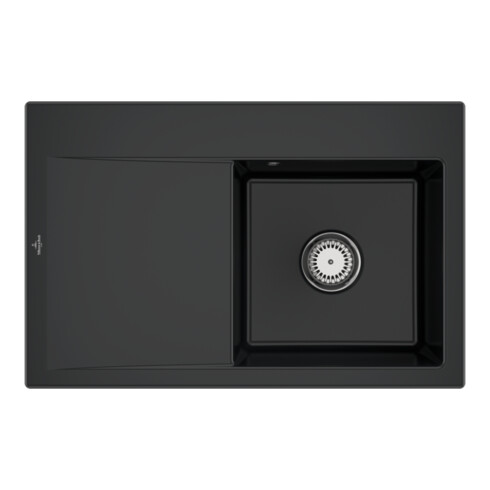 V&B Spüle Subway Style 45 re, m Abl.garn, Hand., pure black