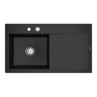 V&B Spüle Subway Style 50 li, m Abl.garn, Exzenter, pure black