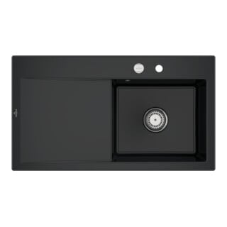 V&B Spüle Subway Style 50 re, m Abl.garn, Exzenter, pure black