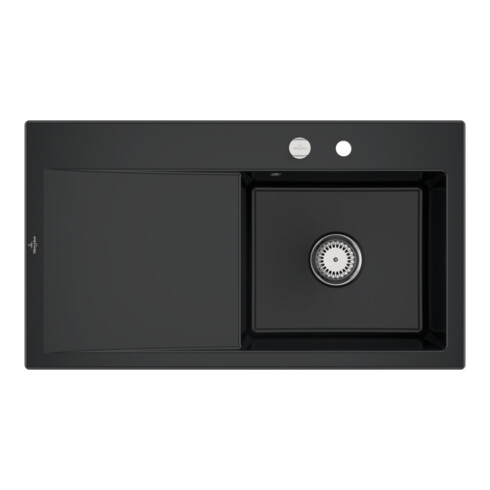 V&B Spüle Subway Style 50 re, m Abl.garn, Exzenter, pure black