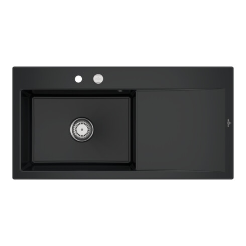 V&B Spüle Subway Style 60 li, m Abl.garn, Exzenter, pure black