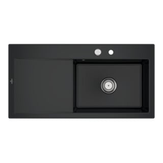 V&B Spüle Subway Style 60 re, m Abl.garn, Exzenter, pure black