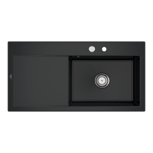 V&B Spüle Subway Style 60 re, m Abl.garn, Exzenter, pure black