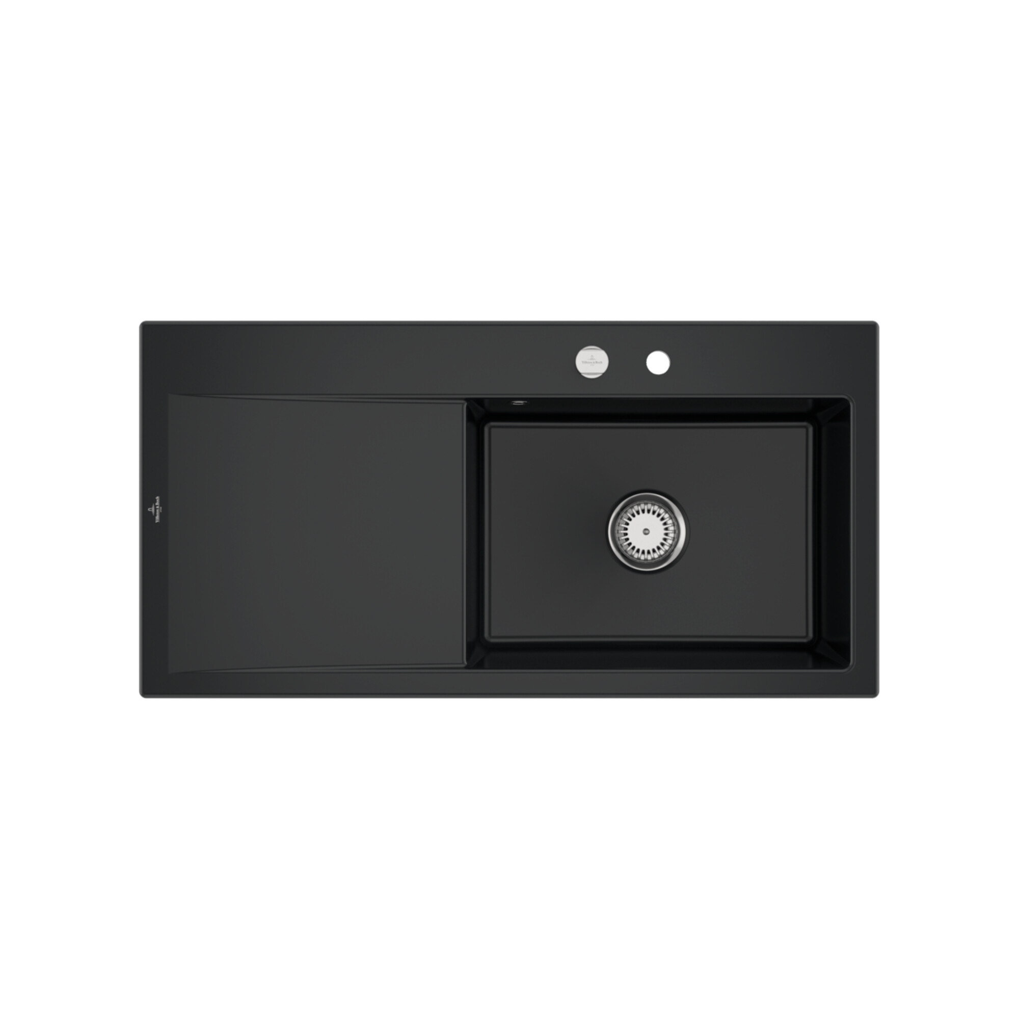 V&B Spüle Subway Style 60 re, m Abl.garn, Exzenter, pure black ; Villeroy & Boch