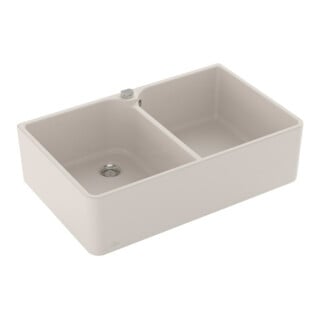V&B Spülstein Doppelbecken 80 X m Abl.garn, Exzenter, crema CeramicPlus