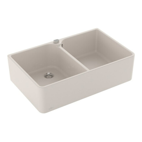 V&B Spülstein Doppelbecken 80 X m Abl.garn, Exzenter, crema CeramicPlus