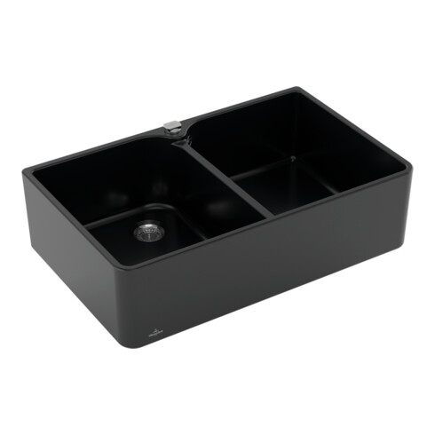 V&B Spülstein Doppelbecken 80 X m Abl.garn, Exzenter, pure black