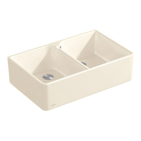 V&B Spülstein Doppelbecken 80 X Spülbecken, stone white CeramicPlus