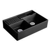 V&B Spülstein-Doppelbecken Restesch., m Abl., Exc., chromit C-plus