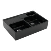 V&B Spülstein-Doppelbecken Restesch., m Abl.garn, Hand., pure black