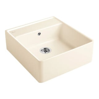 V&B Spülstein-Einzelbecken m Abl.garn, Exzenter, crema CeramicPlus