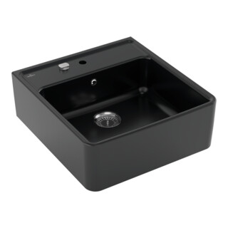 V&B Spülstein-Einzelbecken m Abl.garn, Exzenter, pure black
