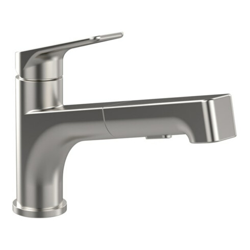 V&B Spültisch-Einhebelmischer Junis Shower schwenkb. Strahlregler, Edelstahl massiv