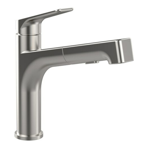 V&B Spültisch-Einhebelmischer Junis Sky Shower schwenkb. Strahlregler, Edelstahl massiv