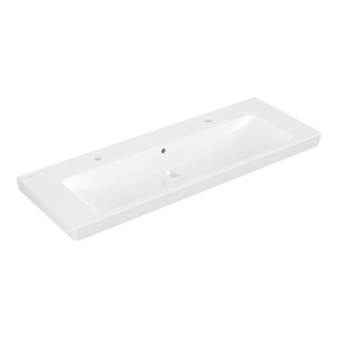 V&B Subway 2.0 meuble lavabo blanc, 130x47 cm, 2 trous robinet, trop-plein