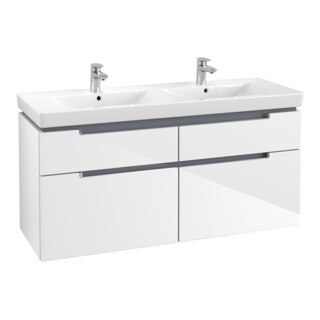 V&B Subway 2.0 Meuble sous lavabo 128,7x59x44,9 cm, chrome, blanc brillant