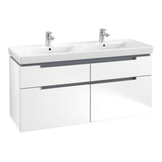 V&B Subway 2.0 Meuble sous lavabo 128,7x59x44,9 cm, poignée chrome, blanc mat