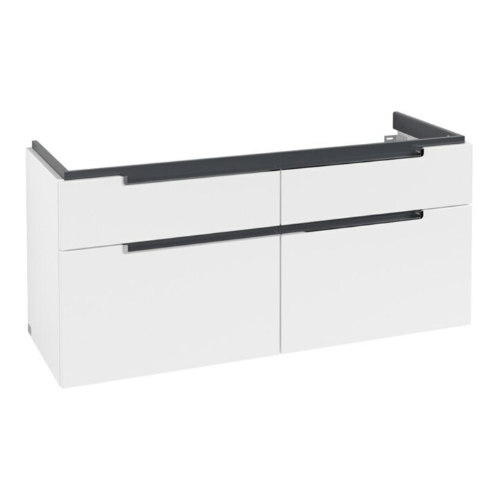 V&B Subway 2.0 Meuble sous lavabo 128,7x59x44,9 cm, poignée chrome, blanc mat