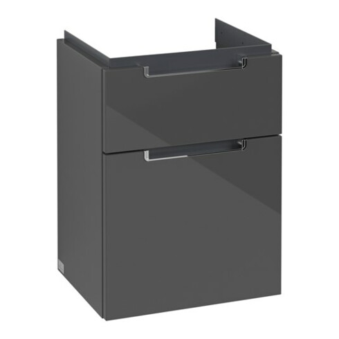 V&B Subway 2.0 Meuble sous-lavabo 44x59x35,2cm, poignée chrome, gris brillant