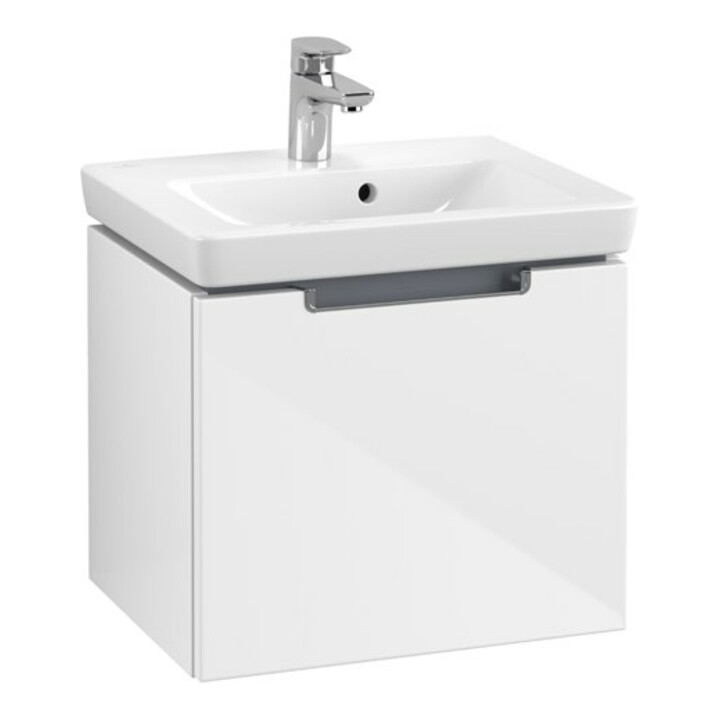 V&B Subway 2.0 Meuble sous lavabo 48,5x42x38 cm, poignée chrome, blanc brillant