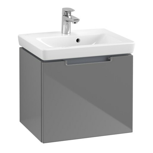 V&B Subway 2.0 Meuble sous lavabo 48,5x42x38cm, poignée chrome, gris brillant