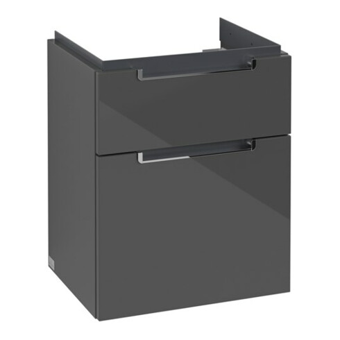 V&B Subway 2.0 Meuble sous lavabo 48,5x59x38 cm, poignée chrome, gris brillant