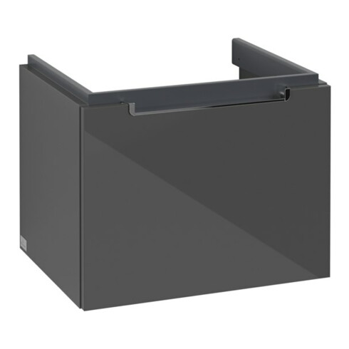 V&B Subway 2.0 Meuble sous lavabo 53,7x42x42,3cm, poignée chrome, gris brillant