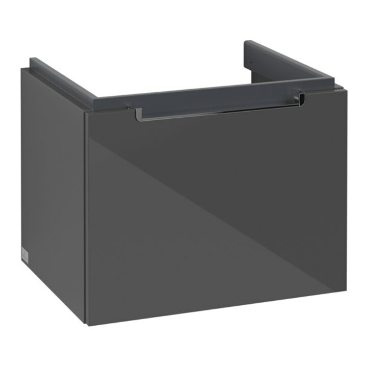 V&B Subway 2.0 Meuble sous lavabo 53,7x42x42,3cm, poignée chrome, gris brillant