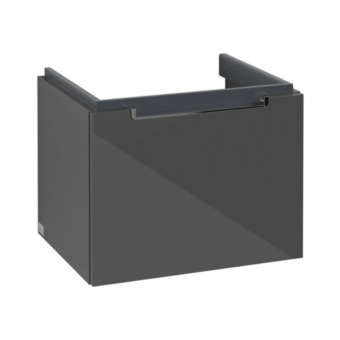 V&B Subway 2.0 Meuble sous lavabo 53,7x42x42,3cm, poignée chrome, gris brillant