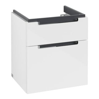 V&B Subway 2.0 Meuble sous lavabo 53,7x59x42,3cm, chrome brossé, blanc brillant