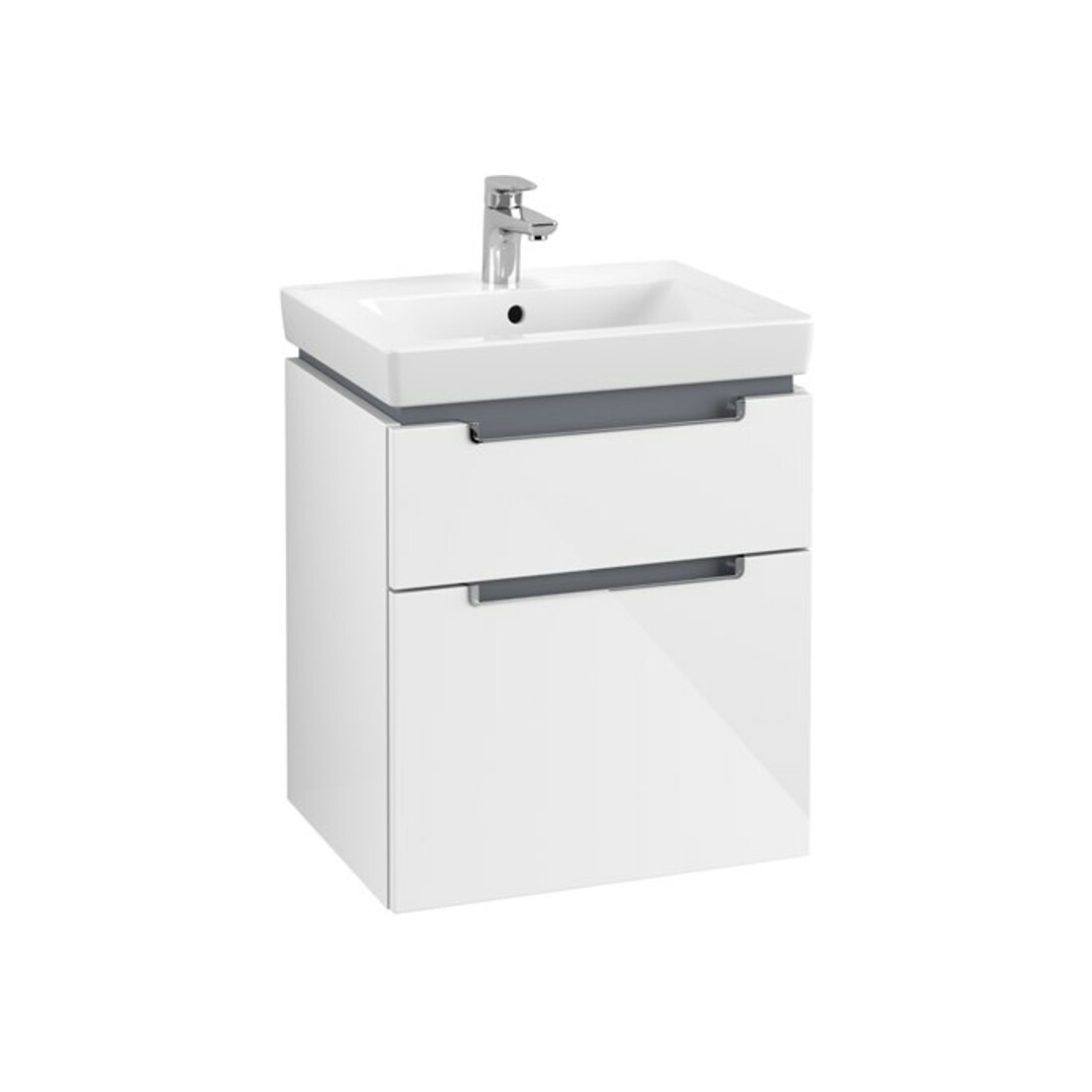 V&B Subway 2.0 Meuble sous lavabo 53,7x59x42,3cm, chrome brossé, blanc brillant