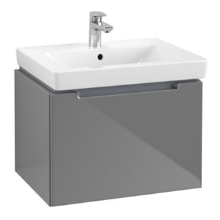 V&B Subway 2.0 Meuble sous-lavabo 58,7x42x45,4 cm, poignée chrome, gris brillant
