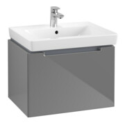 V&B Subway 2.0 Meuble sous-lavabo 58,7x42x45,4 cm, poignée chrome, gris brillant