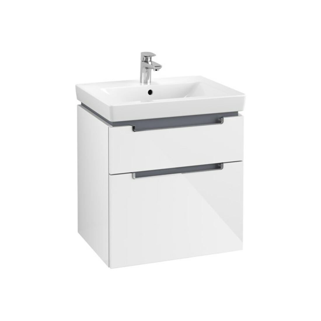 V&B Subway 2.0 Meuble sous lavabo 58,7x59x45,4 cm, chrome brossé, blanc brillant