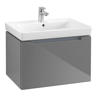 V&B Subway 2.0 Meuble sous lavabo 63,7x42x45,4cm, poignée chrome, gris brillant