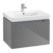 V&B Subway 2.0 Meuble sous lavabo 63,7x42x45,4cm, poignée chrome, gris brillant