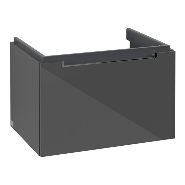 V&B Subway 2.0 Meuble sous lavabo 63,7x42x45,4cm, poignée chrome, gris brillant