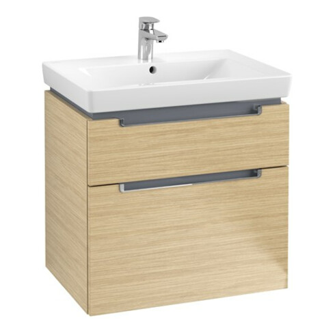 V&B Subway 2.0 Meuble sous lavabo 63,7x59x45,4cm, poignée chrome, chêne nordique