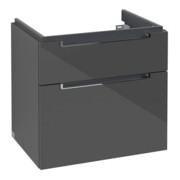 V&B Subway 2.0 Meuble sous lavabo 63,7x59x45,4cm, poignée chrome, gris brillant