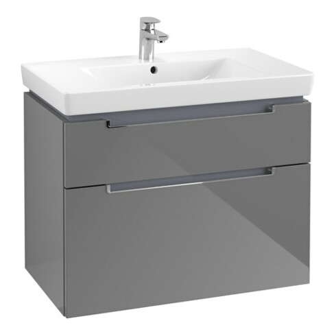 V&B Subway 2.0 Meuble sous lavabo 78,7x59x44,9 cm, poignée chrome, gris brillant