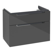 V&B Subway 2.0 Meuble sous lavabo 78,7x59x44,9 cm, poignée chrome, gris brillant-4