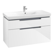 V&B Subway 2.0 Meuble sous lavabo 98,7x59x44,9 cm, chrome brossé, blanc brillant-3